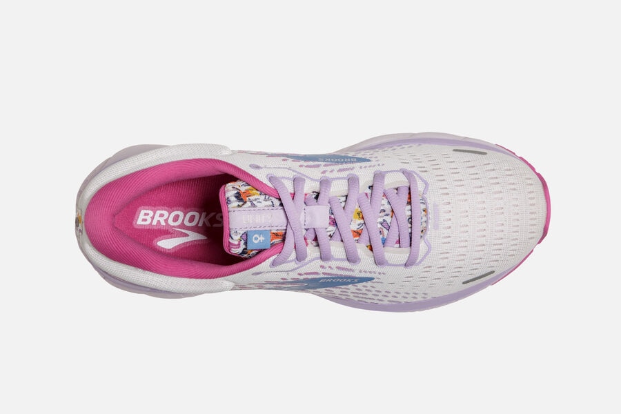 Ghost 13 Road Brooks Running Shoes NZ Womens - White/Pink/Blue - GBXVMQ-370